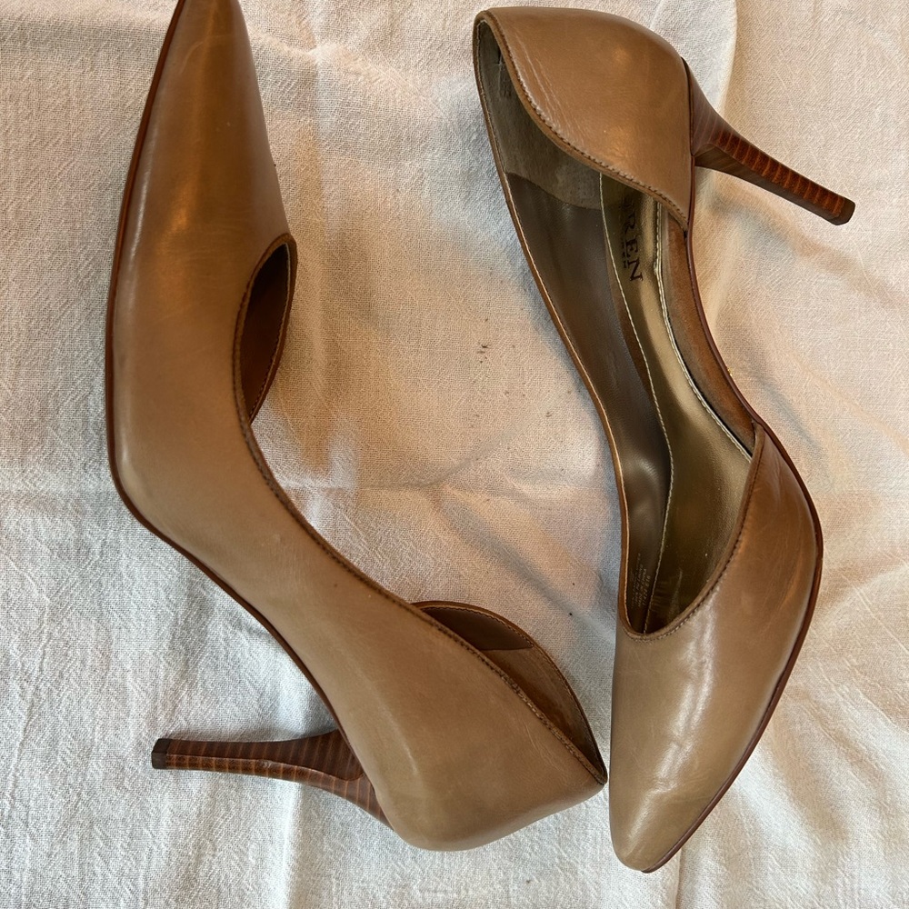 Lauren Ralph Lauren Rube Mushroom Leather Heels